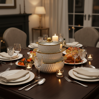 Soupière en céramique blanche de style nordique de luxe avec bordure dorée, couvercle en verre et deux poignées, grande capacité, vaisselle