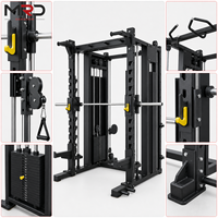 Máquina Multifuncional de Acero Resistente para Entrenamiento de Cuerpo Completo, con Soporte para Sentadillas, Máquina Smith y Función para Tríceps