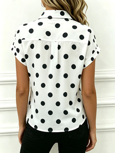 Blusa de Gasa con Estampado de Puntos para Mujer, Estilo Europeo 2026, Corte Holgado y Ajustado, Manga Corta, Moda Casual Diaria para Damas - Product Image 3