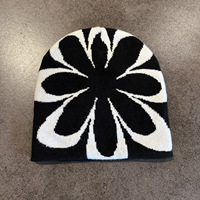 Beanie bunga Jacquard Pullover trendi pria wanita, topi Beanie rajutan hangat musim dingin musim gugur musim dingin