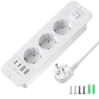 Prise encastrable ultra-mince 7-en-1 avec interrupteur, 2 USB-A + 2 USB-C, charge rapide 20W, protection contre les surtensions, pour usage au bureau et à domicile