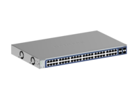 GS748Tv6 Switch Inteligente Gigabit Ethernet de 48 Puertos, Capacidad de 10Gbps y 100Gbps, Compatible con VLAN y SNMP, 2 Puertos Combinados de Cobre/SFP, 2 Puertos Dedicados