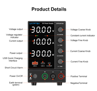 Alimentation électrique régulée DC réglable FYX Stock DC3010 30V 10A DPS3010U avec charge rapide USB Type-C pour réparation d'ordinateurs portables et de téléphones