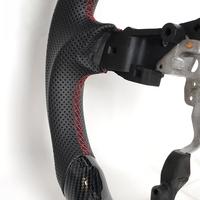 Setir Kemudi Sport Flat Bottom Berbahan Kulit Serat Karbon Mazda MX-5 Miata 2016-2023 dengan 3 Palang, Ukuran Grip 35mm/40mm, Warna Hitam