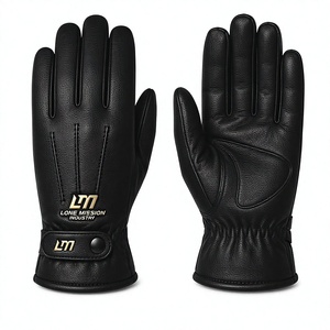 Lone Mission Industry Leather Touch Screen Motorcycle <b>Gloves</b> Wrist Length Unlined Thermal Eco-Friendly Sporty Style Black Winter - Product Image 4