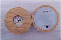 Lampe de nuit 3D en cristal avec base en bois ronde, support de base en bois, petite lampe de nuit à piles, RGB 8 cm 10 cm