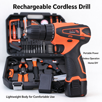 Kit d'outils de perçage sans fil au lithium 51 pièces avec pistolet à colle chaude et scie à main, boîte à outils multifonctionnelle pour l'entretien domestique