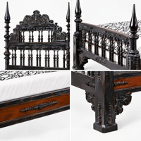 Lit en bois massif de style américain traditionnel pour chambre principale, chambre d'amis et mobilier de chalet