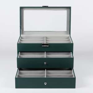 Lusso da viaggio grande capacità in pelle scatola portaoggetti quadrato per gli occhiali da <span class=keywords><strong>uomo</strong></span> da donna comodo accessorio da toletta - Product Image 2
