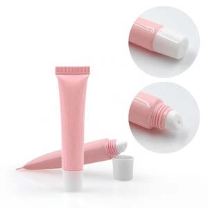 Tube souple en plastique PE écologique de 15 ml noir et rose pour emballage cosmétique, idéal pour gloss et crème contour des yeux avec applicateur à bille. - Product Image 1