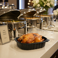 Boîte à poulet rôti jetable personnalisable en plastique PP de qualité alimentaire avec couvercle transparent, compartimentée, pour plats à emporter, compatible micro-ondes, pour la restauration