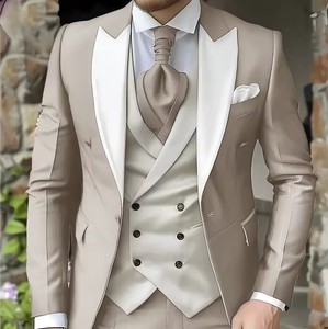 Elegante Completo da Matrimonio 3 Pezzi Giacca <span class=keywords><strong>Pantaloni</strong></span> Gilet Set Completo Lussuoso Monopetto con Risvolto a Punta Abbigliamento Maschile Viola Abiti da Uomo Blazer - Product Image 4