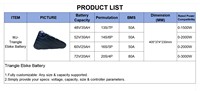 Batterie triangulaire sur mesure 72V20Ah/60V25Ah/52V30Ah/48V30Ah Li-ion, pour vélos/trotinettes/motos électriques