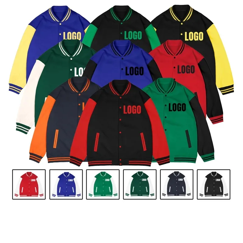 großhandel hohe qualität einfarbig varsity jacken benutzerdefinierte herren baseball-jacke varsity jacke für herren