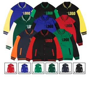 Grosir kualitas tinggi jaket universitas polos jaket bisbol pria kustom jaket universitas untuk pria