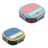 Boîte à lunch carrée portable pour l'école, 3 compartiments, en acier inoxydable 304, étanche, sans BPA, pour enfants