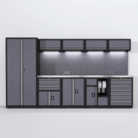 Système de rangement professionnel pour atelier, armoire à outils à 4 à 7 compartiments, établi avec portes verrouillables, tiroirs réglables et panneau perforé