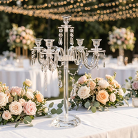 Candélabre à 5 bras en acrylique, porte-bougie, centre de table de mariage, support à fleurs, chandelier de fête, décoration pour mariage