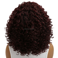 Wig Rambut Sintetis Afro Keriting Pendek Model Bob Afro Puff Wig Lengkap Dengan Poni untuk Wanita Kulit Hitam