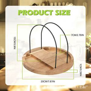 Wooden <b>Rotating</b> Condiment <b>Rack</b> With <b>Spice</b> Jars And Oil Bottles Kitchen Storage Lazy Susan Organizer - Product Image 4