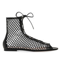 Coolsa — bottines en résille noire pour femmes, chaussures plates à bout ouvert, grande taille, nouvelle collection 2020