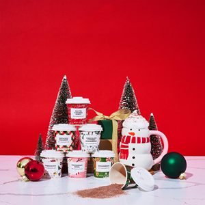 Mini coffret cadeau chocolat chaud – Contenants en verre, emballage festif découpé, saveurs de desserts : Rocky Road, Cookie Butter, Tarte à la <span class=keywords><strong>citrouille</strong></span> – Ensemble - Product Image 4