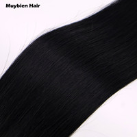 Extensions de cheveux lisses noir jais, cuticules alignées, trame plate, double tirage, Genius Weft, cheveux européens, vente en gros
