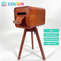 Dudukan Printer Kayu Retro untuk Photo Booth, Konstruksi Kayu Oak, Kepala Berputar, Panel Depan Magnetik, dan Akses Kabel Printer