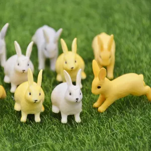 Geel Grijs Kleur Tuin Groothandel Schattige Mini Konijn Figurine Pvc Dier Speelgoed