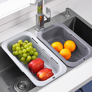 Ausziehbarer Abtropfkorb aus Silikon und PP für die Spüle, zum Waschen von Gemüse und Obst, Abtropfen von gekochter <span class=keywords><strong>Pasta</strong></span> und Trocknen von Geschirr - Product Image 3