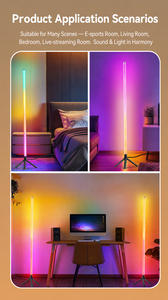 Barra de luz RGBIC que cambia de color con sensor de música, lámpara ambiental de esquina, luz LED decorativa para sala de juegos y dormitorio - Product Image 5