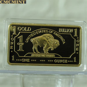 Metal pirinç sikke 1 Oz 500 değirmen altın kaplama pirinç Buffalo Bar plastik kasa ambalaj ile pirinç sikke rozeti - Product Image 4