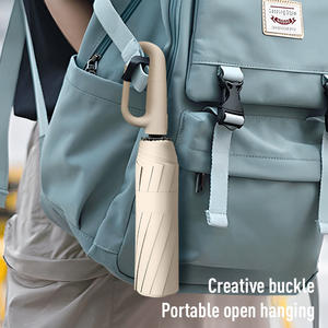 <span class=keywords><strong>Parapluie</strong></span> triple pliant automatique à stockage rapide haute résistance pour adultes <span class=keywords><strong>Parapluie</strong></span> à boucle à anneau rotatif moderne à nervures 10K - Product Image 4