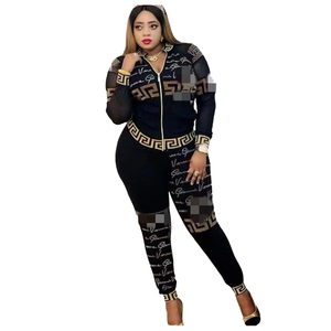 非洲女式正装针织短裤两件套时尚外套和短裤运动服 - Product Image 1