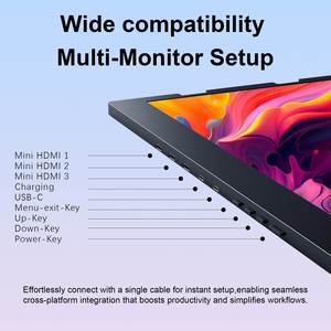 Monitor de extensión de pantalla portátil, monitor triple de 15,6 pulgadas, pantalla portátil plegable, monitor externo para ordenador portátil de 13,3-16 pulgadas - Product Image 3