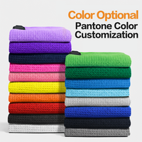 Serviette de golf en microfibre personnalisable avec logo, double couche gaufrée, nettoyeur de balles de golf avec poche et crochet, vente en gros pour promotion