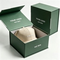 Boîte rigide à rabat magnétique de luxe personnalisée pour l'emballage de chapeaux et de perruques, grande boîte cadeau pliable en carton avec impression de logo
