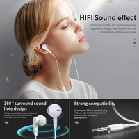 Headphone Stereo In-Ear berkabel 1.2 M, Headset peredam kebisingan dengan Mic HD untuk Apple Android