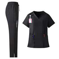 Ensemble d'uniformes de travail respirants en maille pour médecins, infirmières, salons de beauté, spas, avec blouses à col en V et pantalons de travail (jogging)