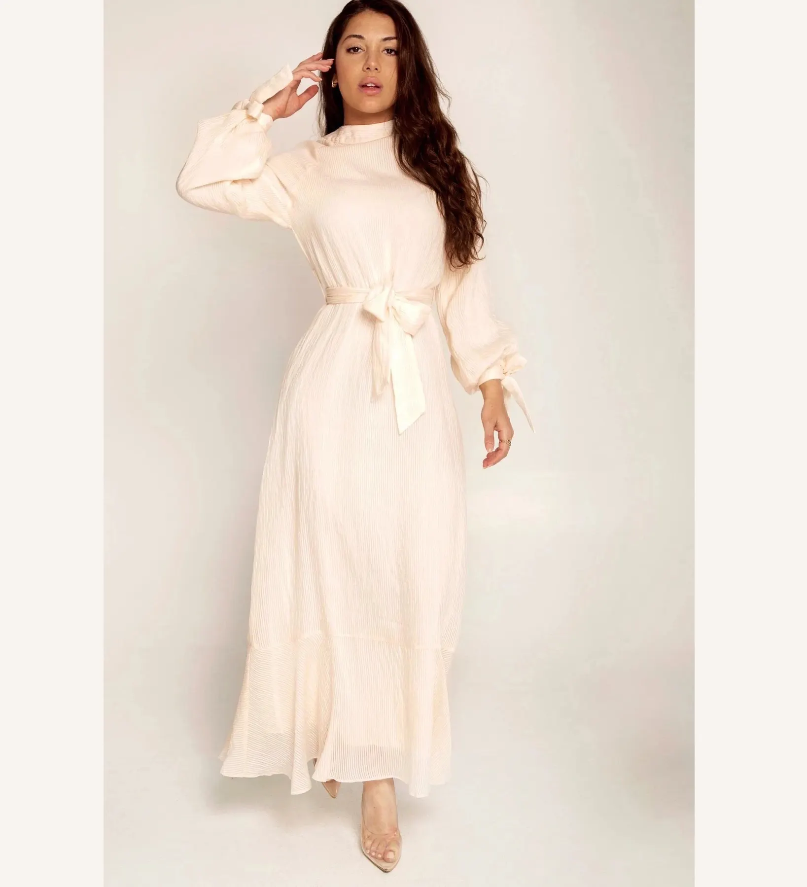 Satin Dubai Hồi Giáo Hồi Giáo Thời Trang Abaya Maxi Dress Bán Buôn/Thiết Kế Mới Hồi Giáo Abaya Dress