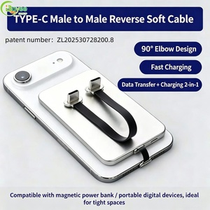Ultra-Flexible 90 °   Câble de charge rapide USB-C coudé 3.2, câbles FPC USB-C mâle vers femelle multifonctionnels pour batterie externe - Product Image 1