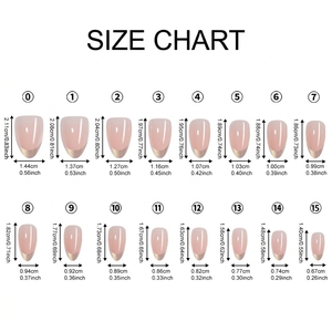 Lot de 32 faux ongles en amande à presser, French <span class=keywords><strong>Manucure</strong></span> Nude Base Champagne Or Fuchsia Métallique, en acrylique, courts, certifiés MSDS - Product Image 2