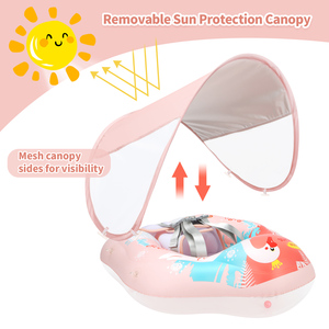 Swimbobo nueva actualización bebé infaltes natación comodidad Rosa anillo niños inflable cintura entrenador natación anillo bebé flotante con dosel - Product Image 4