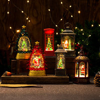 Lanterne de Noël écologique en forme de globe de neige avec lumière LED et musique, mini ornement pour la maison, le bureau et la décoration de table