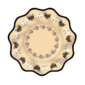 DAMAI Ensembles de décorations pour fête d'anniversaire Assiettes en papier jetables Assiettes et gobelets à motifs de chats et de fleurs - Product Image 4