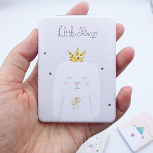 Ensemble de miroirs de maquillage en cuir personnalisés de luxe avec logo, miroir de poche compact pliable en forme de cœur rectangulaire mignon pour filles - Product Image 3