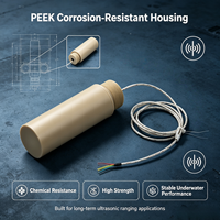 Transducteur résistant à la corrosion 49 kHz, matériau PEEK, sonde de mesure de distance industrielle, télémètre ultrasonique sans contact CE