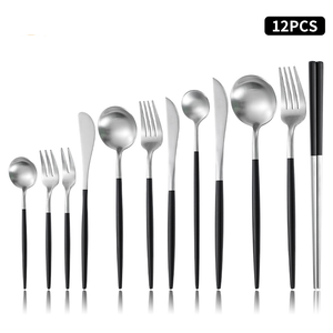<span class=keywords><strong>Set</strong></span> di posate in acciaio inox opaco 18/8 <span class=keywords><strong>12</strong></span> pezzi forchetta coltello cucchiaio bacchette posate ristorante <span class=keywords><strong>Set</strong></span> posate argenteria - Product Image 5