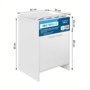 Fregadero con Mueble de PVC de 45 cm de Ancho y 50 cm de Profundidad, Unidad de Almacenamiento con 1 Puerta - Product Image 3