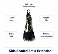 Queue de cheval tressée faite à la main pour enfants avec perles colorées, extensions de cheveux élastiques pour filles, toutes occasions, fêtes, quotidien
